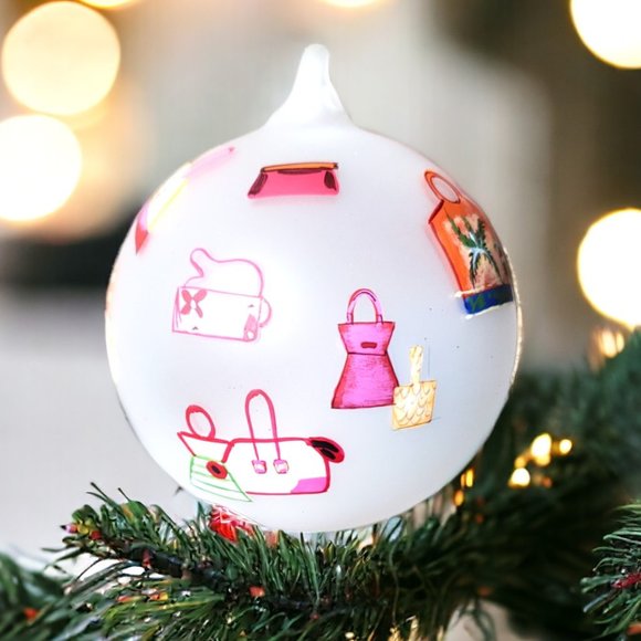Dillard's Trimmings Frosted Glass Ball Ornament with Ladies' Purse - Picture 1 of 9